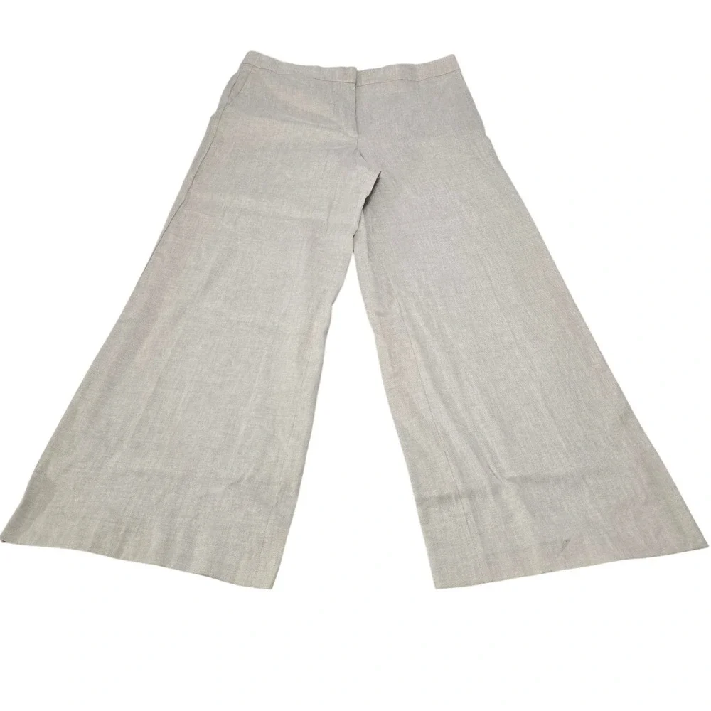 Ann Taylor The Palazzo Wide Leg Linen Blend Pants Beige Tan Womens‎ 16 NWT
